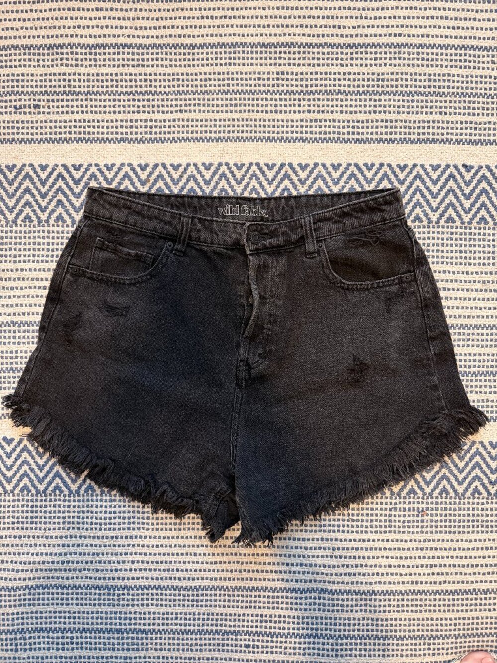 Wild Fable Distressed Black Denim Baggy Shorts – Women's Size 12